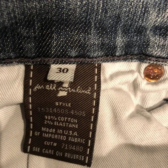 7 For All Mankind Jeans Blue Crop Dojo Size 28 #181 - Picture 6 of 7